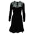 Vestido corto Erdem con panel de encaje en viscosa negra Negro Poliéster  ref.570729
