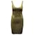Herve Leger Vestido de seda com gola redonda em seda dourada Dourado Raio Fibra de celulose  ref.570951