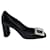 Zapatos de salón con punta cuadrada y hebilla en dos tonos de Roger Vivier en charol negro Cuero  ref.570992