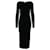 Ganni Robe mi-longue Maje en maille côtelée à encolure carrée en rayonne noire Fibre de cellulose  ref.571130