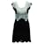 Vestido corto de encaje con cuello de pico Sandro Paris en poliéster negro  ref.571256