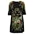 Dolce & Gabbana Kleid mit Blumenstrauß-Print aus schwarzer Viskose Zellulosefaser  ref.571324
