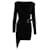 Balmain Asymmetrisches Wickelkleid aus schwarzer Wolle  ref.571432