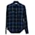 Camicia a maniche lunghe con stampa check Saint Laurent in cotone blu Blu navy  ref.571479