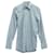 Alexander McQueen Gestreiftes Button-Down-Hemd mit Schnalle aus blauer Baumwolle Mehrfarben  ref.571596