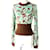 Céline *CELINE Celine Phoebe period Ladies cropped length Long sleeve knit pullover / tops Green x brown x white Total pattern XS Rayon Polyurethane  ref.572148