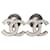 Chanel CC B20S Classic Crystal Silver Hardware Logo Earrings box card Silvery Metal  ref.572304