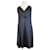 Céline *Celine CELINE: Silk dress Phoebe period Black x Navy (34) Navy blue Wool  ref.572447