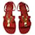 Yves Saint Laurent Sandals Red Leather  ref.572480