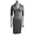 Diane Von Furstenberg DvF Vintage Aheza Kleid aus Seidenjersey mit Kettengliedern Weiß Anthrazitgrau  ref.572633