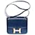 Exceptionnel & Rare Sac bandoulière Hermès Mini Constance 18 en lézard Varanus Niloticus bleu saphir, garniture en métal plaqué or  ref.573190