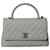 Chanel Diamond Quilted Top Handle Bag in White Caviar Leather  ref.575097