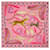 Elegante Xale Hermès “A Dança da Savana”, cores rosa e amarelo Seda  ref.576336