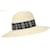 Hermès: Cappello / Panama Modello Anouk fantasia "Tartan" Black & White T 58 Beige Paglia  ref.576383