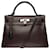 Hermès Splendid & Rare Hermes Kelly handbag 32 turned shoulder strap in brown barenia leather, palladium silver metal trim  ref.576492