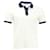 Prada Piqué-Poloshirt mit Kontraststreifen aus weißer Baumwolle  ref.577452