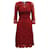 Dolce & Gabbana Vestido midi de renda Dolce and Gabbana em seda vermelha Vermelho Raio Fibra de celulose  ref.577951