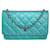 Chanel Teal Blue Wallet on Chain with Silver "CC" Lambskin  ref.578102