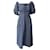 Roseanna Sea New York Robe décontractée froncée à manches bouffantes en denim de coton bleu clair  ref.578203