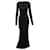 Vestido de manga larga con escote redondo Alaïa en viscosa negra Negro Fibra de celulosa  ref.578475
