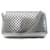 NEW CHRISTIAN LOUBOUTIN PALOMA CLUTCH SPIKE SILVER LEATHER BAG Silvery  ref.581834