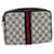 GUCCI GG Canvas Sherry Line Clutch Bag Navy Red Auth th2562 Navy blue  ref.582770