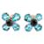 VINTAGE EARRINGS YVES SAINT LAURENT FLOWERS BLUE STONES EARRINGS Golden Metal  ref.584650
