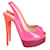 Christian Louboutin Lady Peep Slingback Platform Sandals in vernice rosa Pelle Pelle verniciata  ref.585293