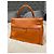 Bolsa de mão Hermès Kelly Lakhis em couro laranja - vista 3
