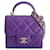 Mini Sac Chanel Classique violet Cuir  ref.586583