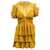 Self portrait Self-Portrait Embroidered Tiered Mini Dress in Yellow Mustard Polyester  ref.589140