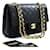 Chanel 2.55 Bolsa de ombro com aba forrada de corrente média preta Preto Couro  ref.589193