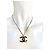 Cambon Collana vintage con logo CC Chanel Nero Argento Bianco
