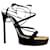 SAINT LAURENT, black and red high heeled sandals Golden Leather  ref.589373