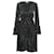Vestido de manga comprida floral em camadas Iro 'Ciclone' em seda preta Preto  ref.589601