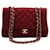 Chanel Bolso clásico jumbo con solapa de tweed Roja Metal  ref.590515