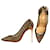 Christian Louboutin Louboutin zapatos de tacón de aguja en tejido negro y tacón dorado Cuero  ref.590575