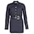 Balmain Jacquard-Kleid mit Gürtel und goldfarbenem Knopf aus marineblauem Polyester  ref.590643
