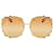 Óculos de sol de metal com armação redonda Gucci Dourado Metálico  ref.590830