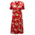 Vestido cruzado floral de Diane von Furstenberg en seda roja  ref.590909