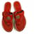 Tory Burch Rotes Leder Goldfarbenes Logo-Emblem Flats Thong Flip Flop Sandalen Gr 8  ref.591171