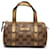 Nano Gucci boston bag in cotaed canvas and golden leather Brown Cotton  ref.591640