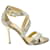 Jimmy Choo Louise Crisscross Strap Sandals in Silver Glitter Silvery  ref.592895