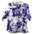 Miu Miu Floral Print Short Sleeve Button Front Shirt in Violet and White Cotton   ref.593009