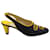Manolo Blahnik Slingback Heel Sandals in Blue and Yellow Cotton   Multiple colors  ref.593166