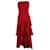 Alice + Olivia Alice & Olivia Strapless Ruffled Dress in Burgundy Triacetate Dark red Synthetic  ref.593168