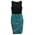 Vestido Midi Floral Color Block Max Mara em Algodão Preto e Azul Multicor  ref.593865