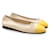 Chanel Ballerines à bout renforcé CC en cuir jaune Blanc Écru  ref.594126