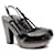 Prada Black & Gunmetal leather heeled clogs  ref.594139