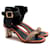 Céline Celine Black/Khaki Leather Sandals With Metal Heels  ref.594430